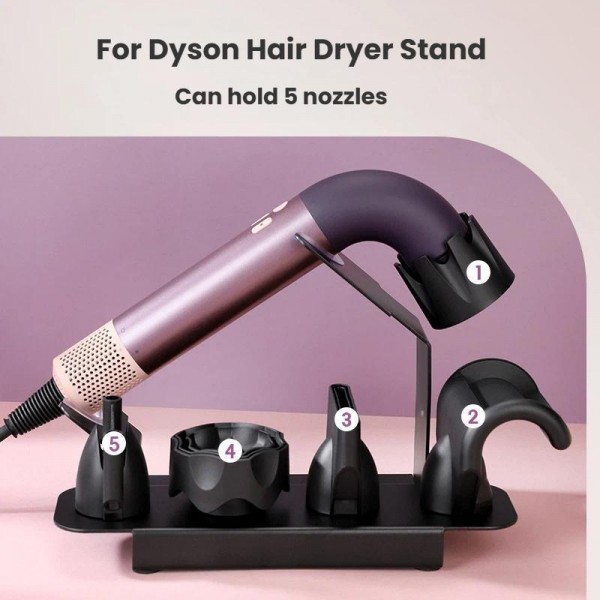 For Dyson HD17/HD18 Series Hair Dryer Stand Desktop Storage Rack Hold 5 Nozzles(Black)