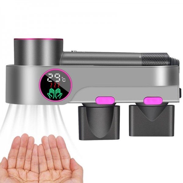 For Dyson Hair Dryer Wall-Mounted Holder With Hand-Drying, Temperature Display, Unit: Celsius, EU Plug