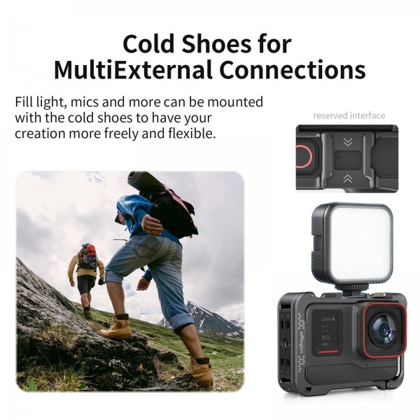 For Insta360 Ace Pro 2 / Ace Pro Camera AMagisn Quick Release Metal Cage Horizontal & Vertical Shooting Protective Frame(Charcoal Metallic)