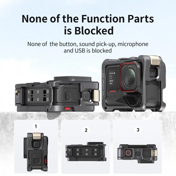 For Insta360 Ace Pro 2 / Ace Pro Camera AMagisn Quick Release Metal Cage Horizontal & Vertical Shooting Protective Frame(Charcoal Metallic)