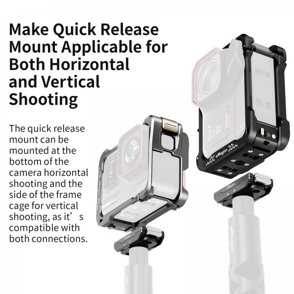 For Insta360 Ace Pro 2 / Ace Pro Camera AMagisn Quick Release Metal Cage Horizontal & Vertical Shooting Protective Frame(Charcoal Metallic)