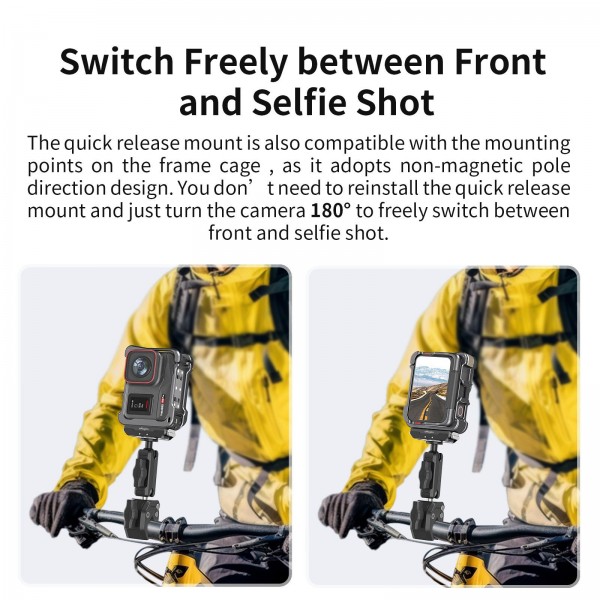 For Insta360 Ace Pro 2 / Ace Pro Camera AMagisn Quick Release Metal Cage Horizontal & Vertical Shooting Protective Frame(Charcoal Metallic)