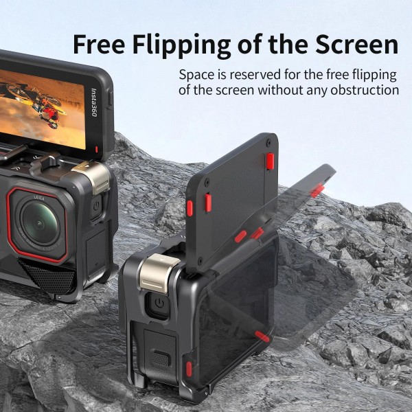 For Insta360 Ace Pro 2 / Ace Pro Camera AMagisn Quick Release Metal Cage Horizontal & Vertical Shooting Protective Frame(Charcoal Metallic)