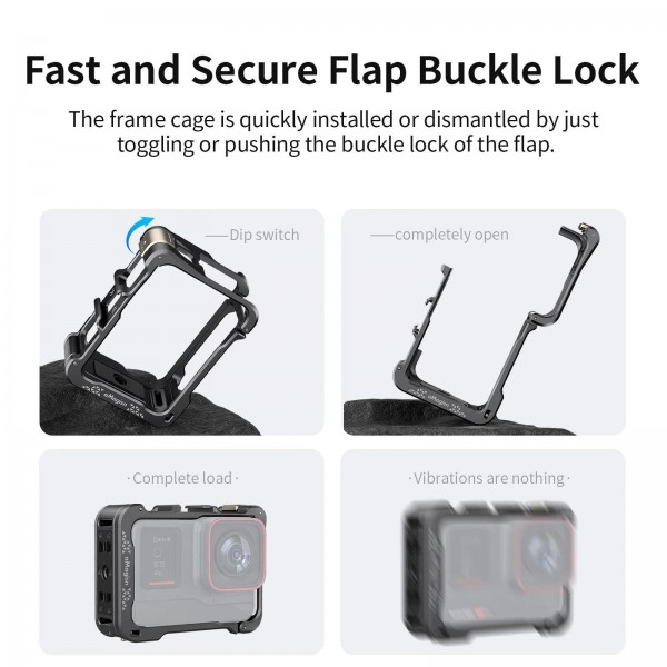For Insta360 Ace Pro 2 / Ace Pro Camera AMagisn Quick Release Metal Cage Horizontal & Vertical Shooting Protective Frame(Charcoal Metallic)