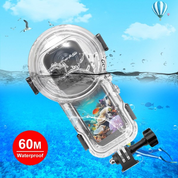 For Insta360 X5 PULUZ 60m Waterproof Sealed Diving Case (Transparent)