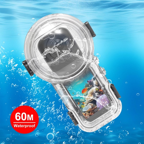 For Insta360 X5 PULUZ Quick Release 60m Waterproof Sealed Diving Case (Transparent)