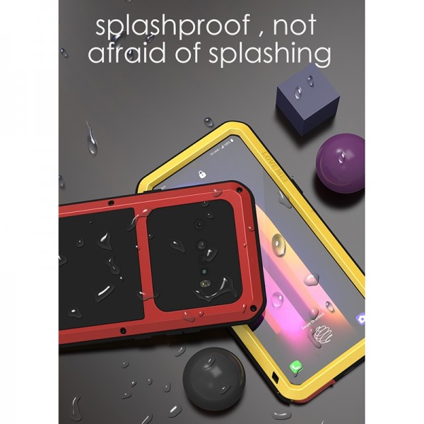 For LG V60 ThinQ 5G LOVE MEI Metal Shockproof Waterproof Dustproof Protective Case with Glass(Red)