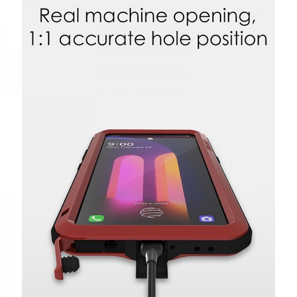 For LG V60 ThinQ 5G LOVE MEI Metal Shockproof Waterproof Dustproof Protective Case with Glass(Red)