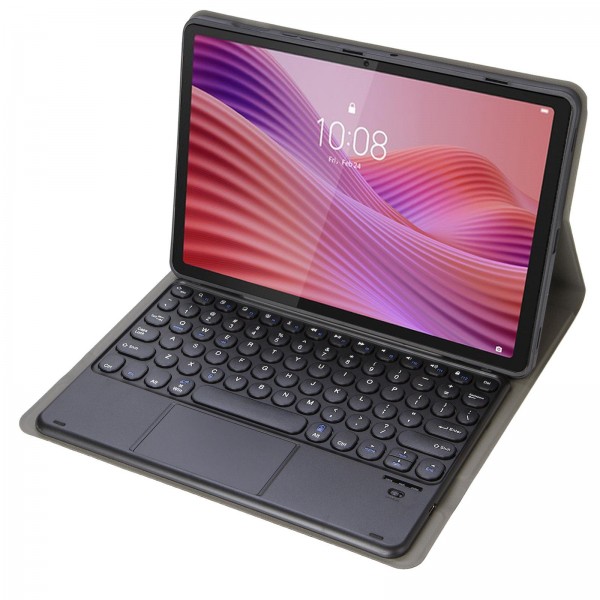 For Lenovo Tab 10.1 / ZhaoYang K10C 10.1 YAM29-A Ultra-thin Detachable Round Keycap Bluetooth Keyboard Leather Tablet Case with Touchpad(Black)