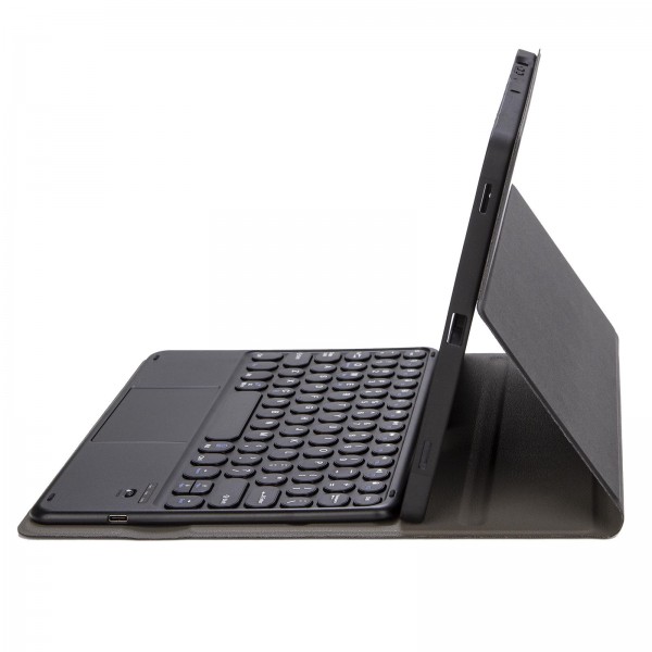 For Lenovo Tab 10.1 / ZhaoYang K10C 10.1 YAM29-A Ultra-thin Detachable Round Keycap Bluetooth Keyboard Leather Tablet Case with Touchpad(Black)