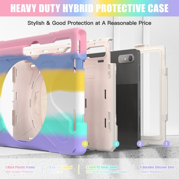 For Lenovo Tab P11 Pro Gen 2 Silicone + PC Protective Tablet Case(Colorful Pink)