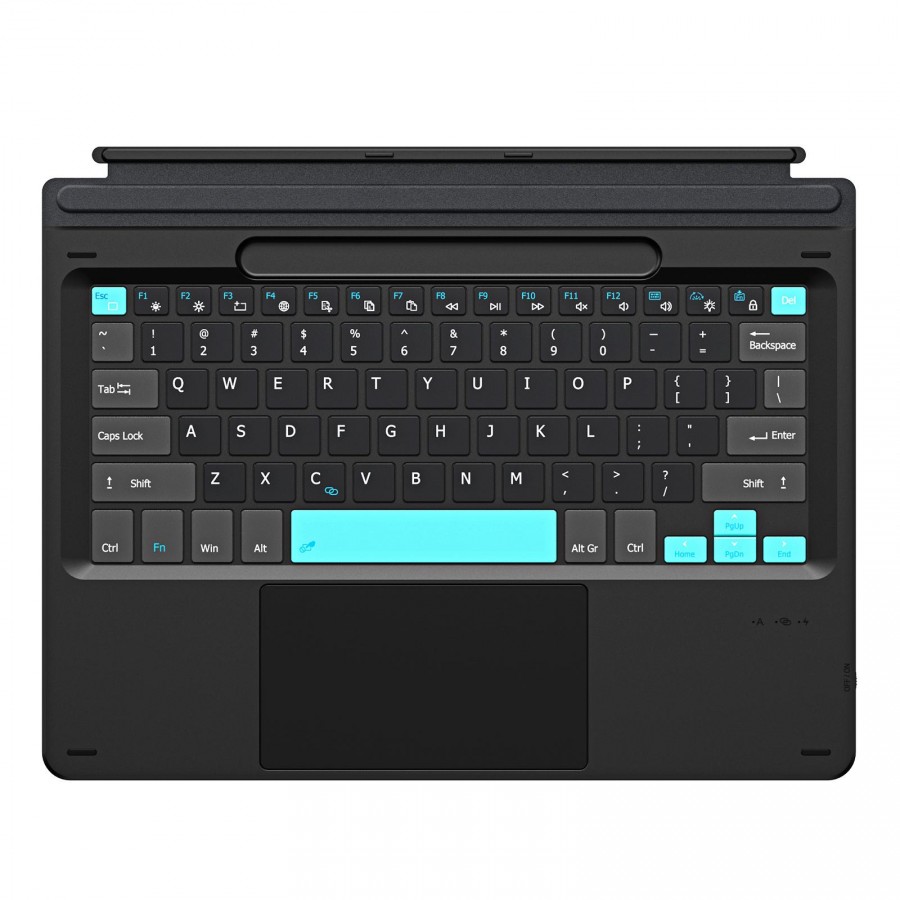 For MicroSoft Surface Pro 11 / 10 / 9 / 8 DUX DUCIS CK Pro Series Smart Magnetic Touch Bluetooth Keyboard(Dark Gray Spring Cyan)
