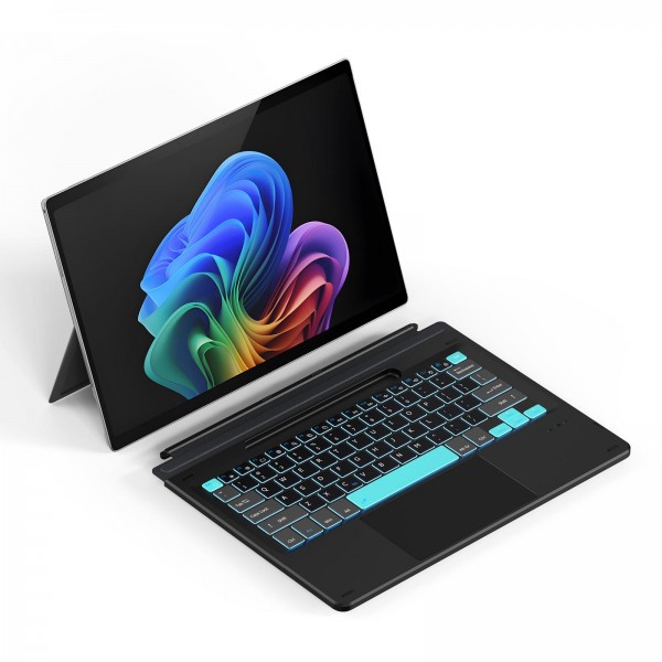 For MicroSoft Surface Pro 11 / 10 / 9 / 8 DUX DUCIS CK Pro Series Smart Magnetic Touch Bluetooth Keyboard(Dark Gray Spring Cyan)