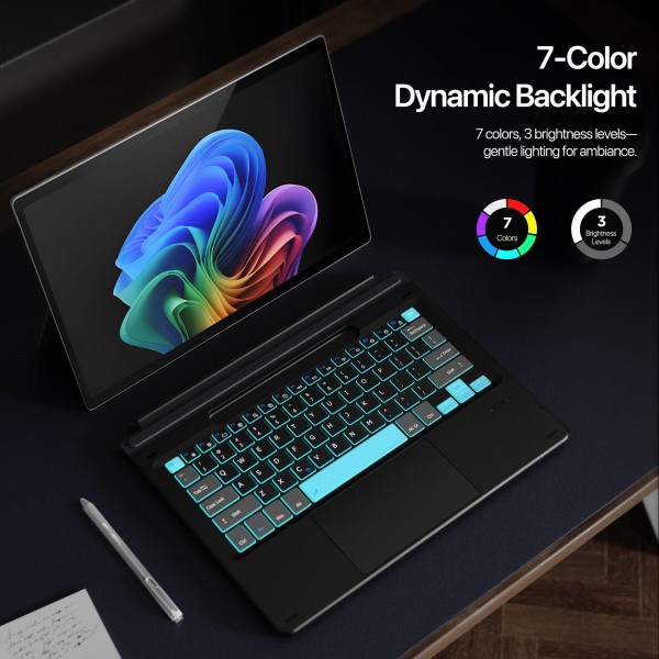 For MicroSoft Surface Pro 11 / 10 / 9 / 8 DUX DUCIS CK Pro Series Smart Magnetic Touch Bluetooth Keyboard(Dark Gray Spring Cyan)