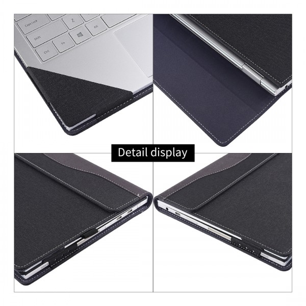 For Microsoft Surface Book 3 / 2 / 1 13.5 inch Cloth Texture Laptop Leather Case With Stand Function(Black)