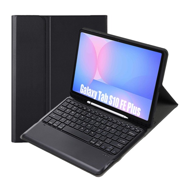 For Samsung Galaxy Tab S10 FE+ A820B Pen Slot Detachable Bluetooth Keyboard Leather Tablet Case(Black)