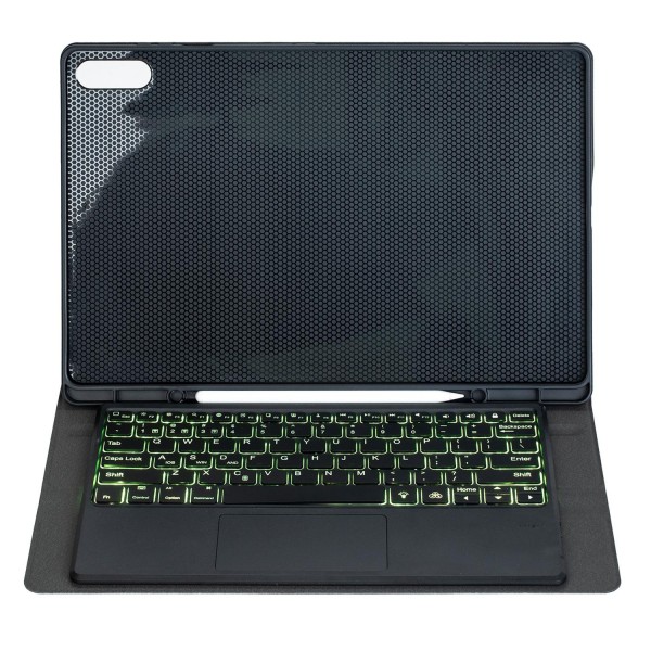 For Samsung Galaxy Tab S11 Ultra Candy Color Touch Backlight Bluetooth Keyboard Leather Tablet Case with Pen Holder(Black)