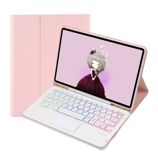 For Samsung Galaxy Tab S6 Lite A610B-AS Candy Color Backlight Bluetooth Keyboard Leather Tablet Case(Pink)