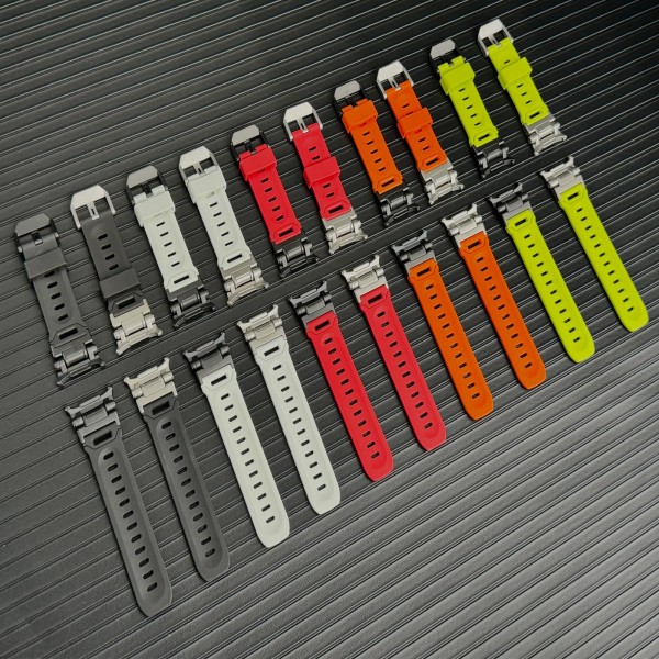 For Samsung Galaxy Watch Ultra 47mm / Ultra 2025 Explorer Metal Head Fluororubber Watch Band(Black Orange)