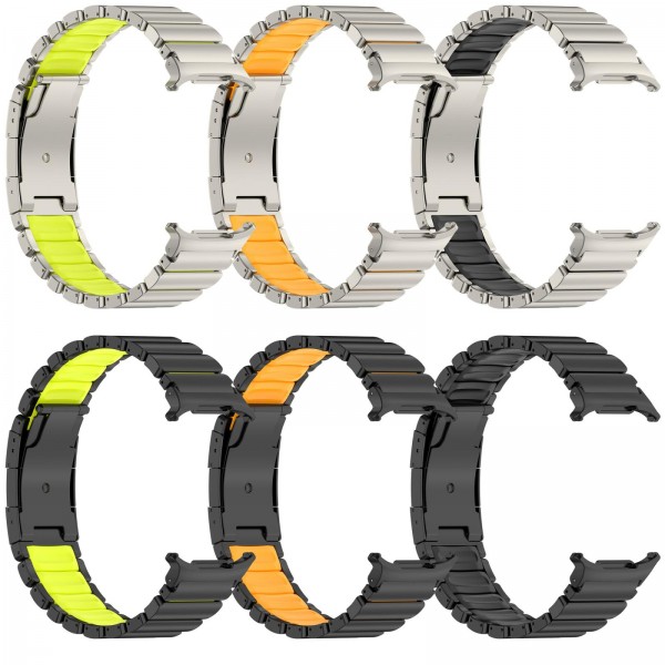 For Samsung Galaxy Watch8 / 8 Classic Turtle Buckle Dual Color Titanium Metal Silicone Watch Band(Black Orange)