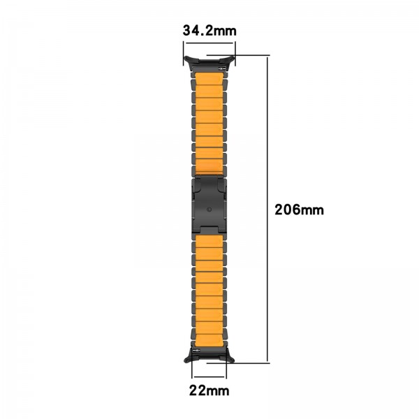 For Samsung Galaxy Watch8 / 8 Classic Turtle Buckle Dual Color Titanium Metal Silicone Watch Band(Black Orange)