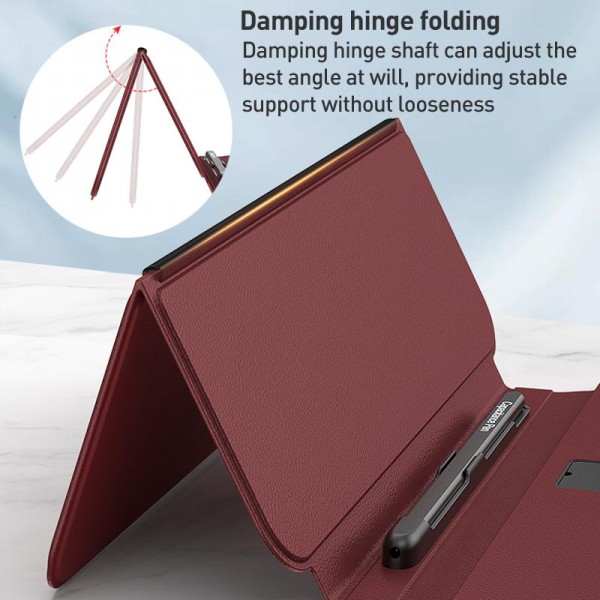 For Samsung / Huawei Fold Phone Series GKK Integrated Full Coverage Bluetooth Keyboard Leather Case Set with Pen and Mouse(Red)