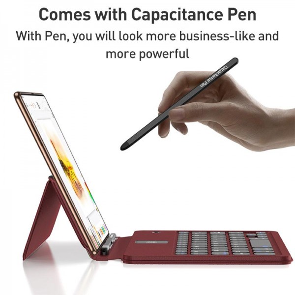 For Samsung / Huawei Fold Phone Series GKK Integrated Full Coverage Bluetooth Keyboard Leather Case Set with Pen and Mouse(Red)