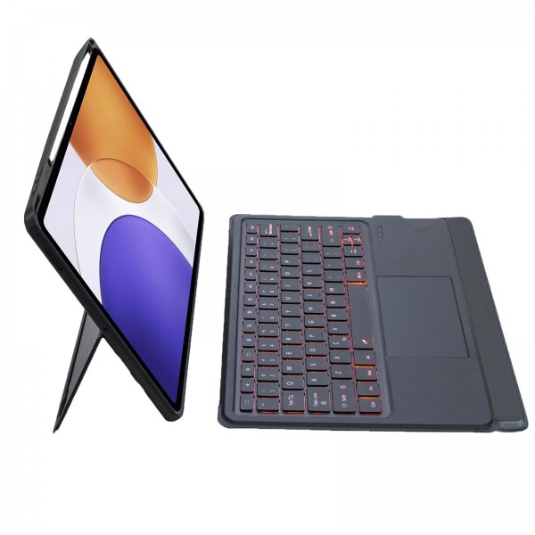 For Xiaomi Pad 7S Pro 12.5 Detachable Backlit Bluetooth Keyboard Leather Case with Touchpad(Black)