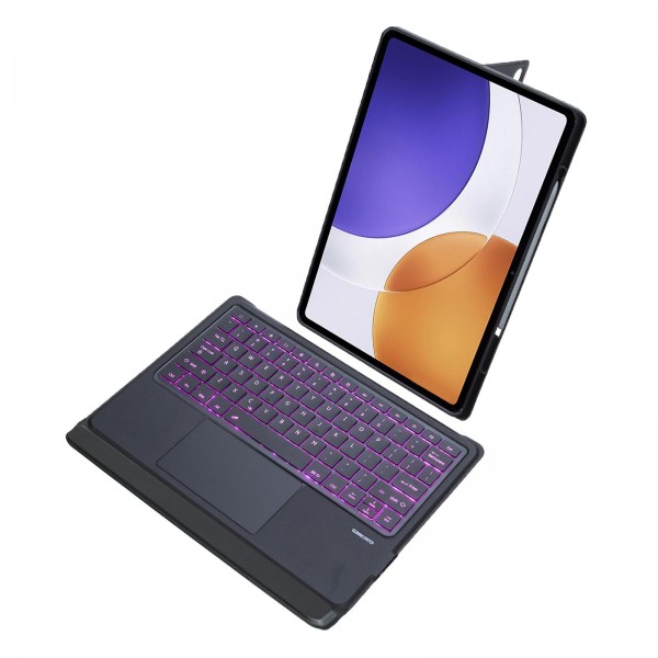 For Xiaomi Pad 7S Pro 12.5 Detachable Backlit Bluetooth Keyboard Leather Case with Touchpad(Black)