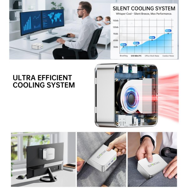 GMKtec NucBox G10 Mini PC, 16GB RAM + 512GB SSD, AMD Ryzen 5 3500U, Windows 11 Pro, WiFi, BT, HDTV, DisplayPort(EU Plug Sliver)