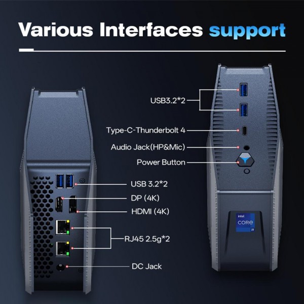 GXMO GH9 Windows 11 Mini PC, Intel Core i9 12900HK Processor, Specification:32GB+1TB(EU Plug)