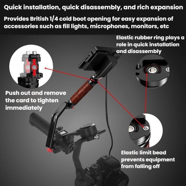 Gimbal Wooden Handle Chute Snail Gimbal Side Handle Grip,For DJI RS 4 Mini / 4 PRO / 3 / 3 Mini / 3 PRO / 2, Spec: Single Handle