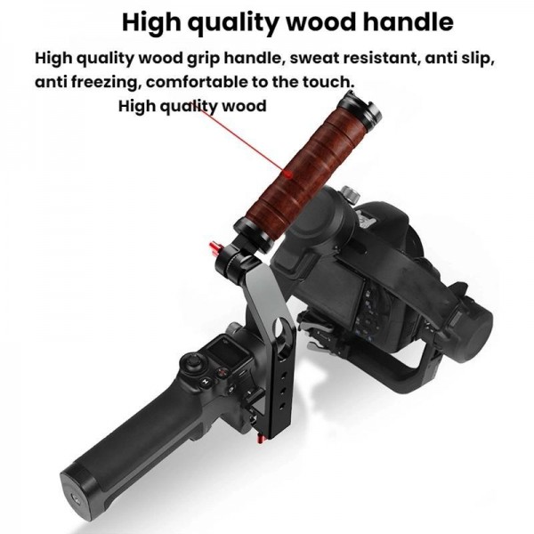 Gimbal Wooden Handle Chute Snail Gimbal Side Handle Grip,For DJI RS 4 Mini / 4 PRO / 3 / 3 Mini / 3 PRO / 2, Spec: Single Handle