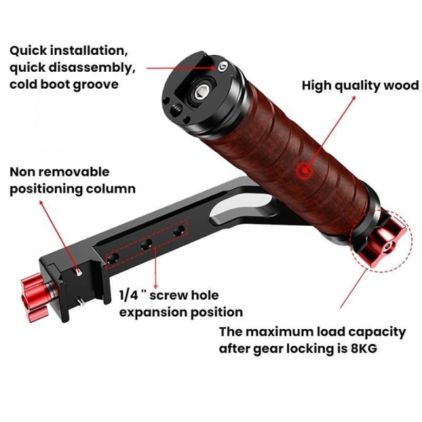 Gimbal Wooden Handle Chute Snail Gimbal Side Handle Grip,For DJI RS 4 Mini / 4 PRO / 3 / 3 Mini / 3 PRO / 2, Spec: Single Handle