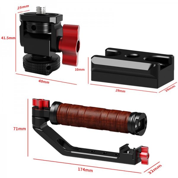 Gimbal Wooden Handle Chute Snail Gimbal Side Handle Grip,For DJI RS 4 Mini / 4 PRO / 3 / 3 Mini / 3 PRO / 2, Spec: Single Handle