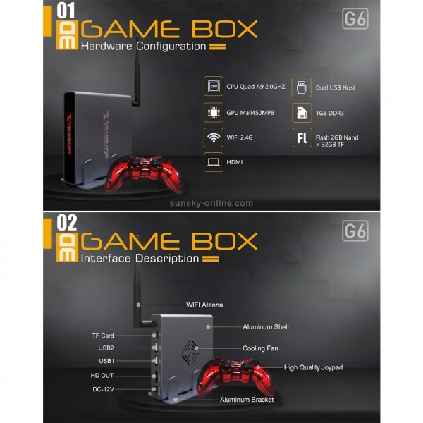 Goldensky G6 2.4G WiFi Game Console 3D Games 2418 Classic Games Console with Controller for Family TV Retro Game(US Plug)