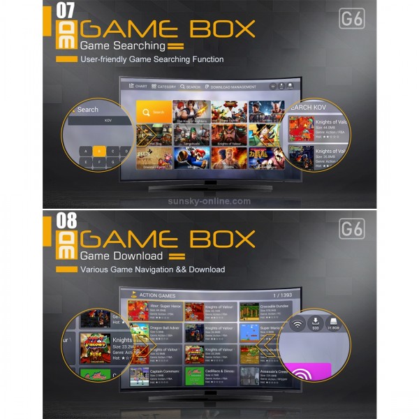 Goldensky G6 2.4G WiFi Game Console 3D Games 2418 Classic Games Console with Controller for Family TV Retro Game(US Plug)