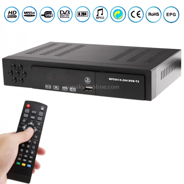H.264 / MPEG-4 1080P HD DVB-T2 Digital TV Receiver Set Top Box(Black)