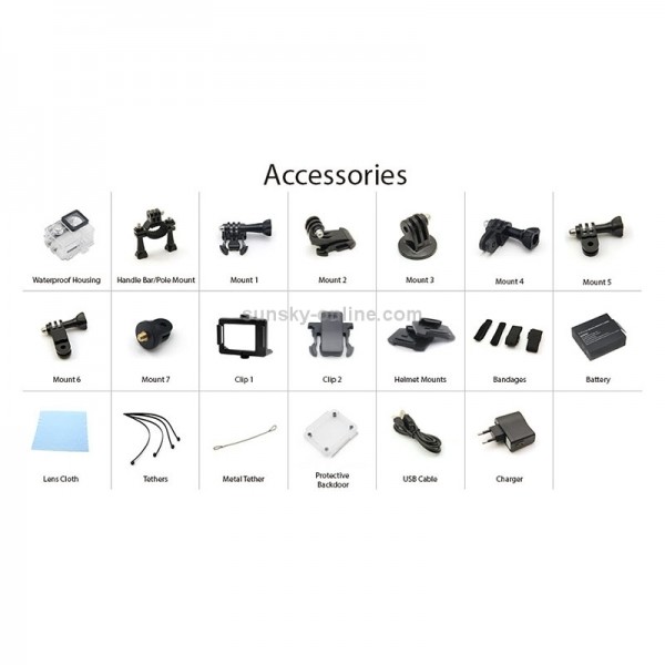 H9 4K Ultra HD1080P 12MP 2 inch LCD Screen WiFi Sports Camera, 170 Degrees Wide Angle Lens, 30m Waterproof(Black)