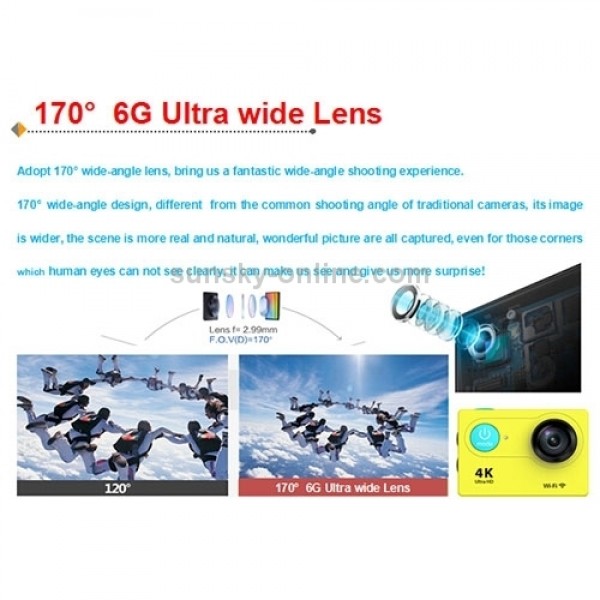 H9 4K Ultra HD1080P 12MP 2 inch LCD Screen WiFi Sports Camera, 170 Degrees Wide Angle Lens, 30m Waterproof(Black)