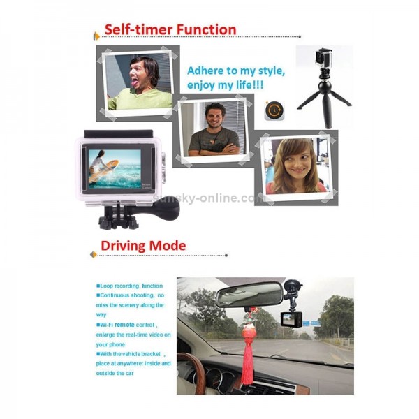 H9 4K Ultra HD1080P 12MP 2 inch LCD Screen WiFi Sports Camera, 170 Degrees Wide Angle Lens, 30m Waterproof(Black)