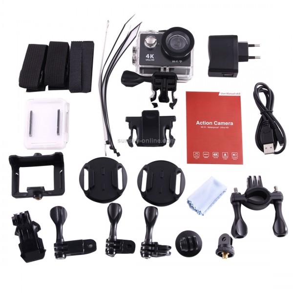 H9 4K Ultra HD1080P 12MP 2 inch LCD Screen WiFi Sports Camera, 170 Degrees Wide Angle Lens, 30m Waterproof(Black)