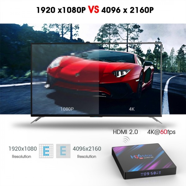 H96 Max-3318 4K Ultra HD Android TV Box with Remote Controller, Android 9.0, RK3318 Quad-Core 64bit Cortex-A53, WiFi 2.4G/5G, Bluetooth 4.0, 4GB+64GB