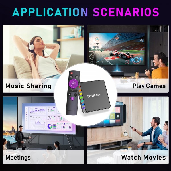 H96 Max W2 4K Ultra HD Android 11.0 Smart TV Box with Remote Control, Amlogic S905W2 Quad-Core, 4GB+64GB(AU Plug)