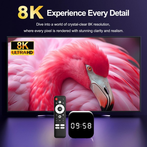 H96Max 8K UHD Android 14 Smart TV Box with Remote Control, 2GB+16GB, Allwinner H728 Octa-Core(EU Plug)