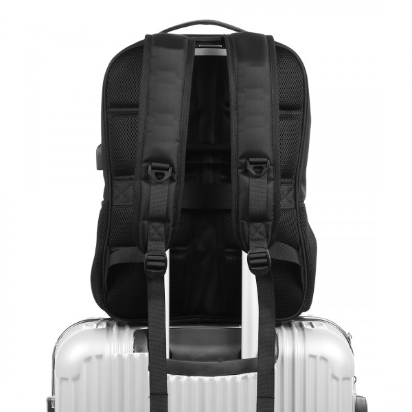 HAWEEL 14W Solar Panel Power Backpack Laptop Bag with Handle and 5V / 2.1A Max USB Charging Port(Black)