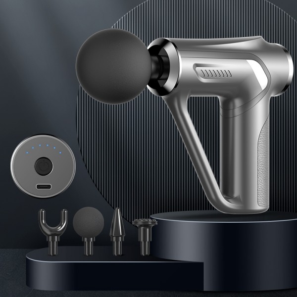 HB-008  Triangular Electric Fascia Gun Body Massage Gun, Specification: Button Style(Silver)