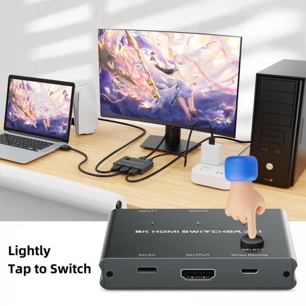 HD31 3 In 1 Out HDMI Switch 8K 60Hz / 4K 120Hz Computer HD Conversion