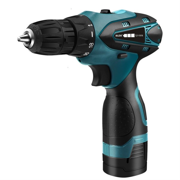 HILDA Electric Drill Cordless Screwdriver Lithium Battery Mini Drill Cordless Screwdriver Power Tools, EU Plug, Model:12V with Plastic Box