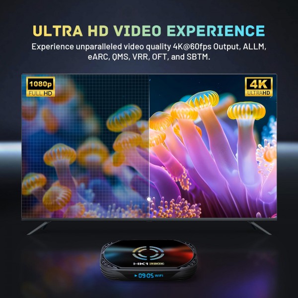 HK1 RBOX X50 Android 14 Smart TV Box with Remote Control, 4GB+32GB, Amlogic S905A Quad-Core(EU Plug)